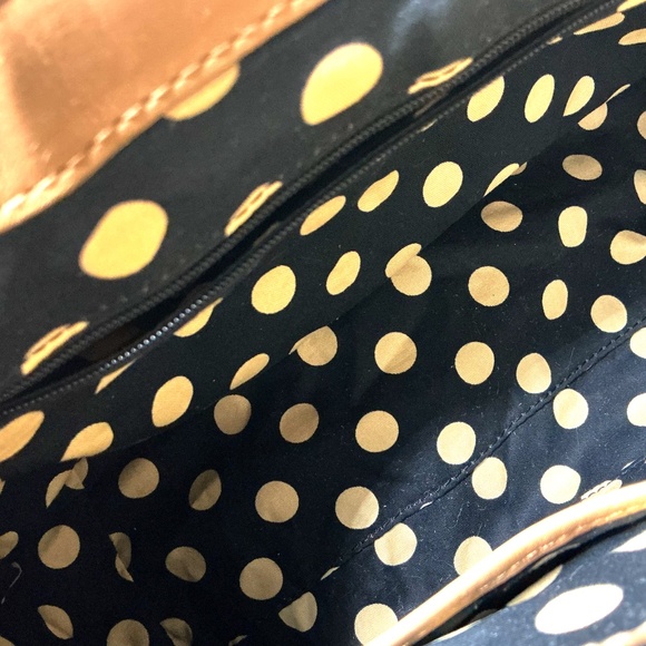 Vintage KATE SPADE New York Satchel Black Patent Leather Dune Brown Leather - Picture 3 of 5